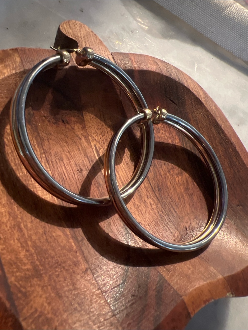 Two-Tone Silver and Gold Hoop Earrings